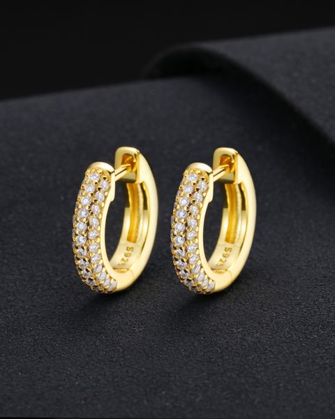 S925 MOISSANITE HOOP EARRINGS - GOLD