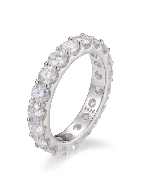 S925 VVS MOISSANITE SINGLE-ROW ETERNITY RING - WHITE GOLD