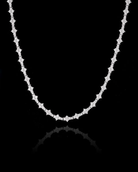 HONEYCOMB TENNIS NECKLACE - WHITE GOLD