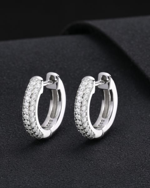 S925 MOISSANITE HOOP EARRINGS - WHITE GOLD