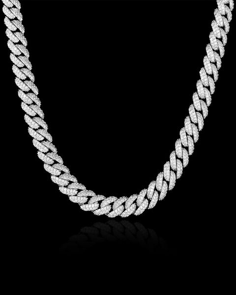 DIAMOND CUBAN CHAIN - 10MM WHITE GOLD