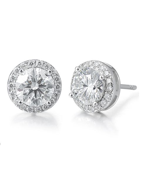 S925 MOISSANITE HALO EARRINGS - WHITE GOLD