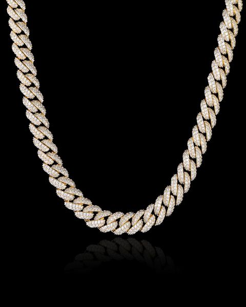 DIAMOND CUBAN CHAIN - 10MM GOLD