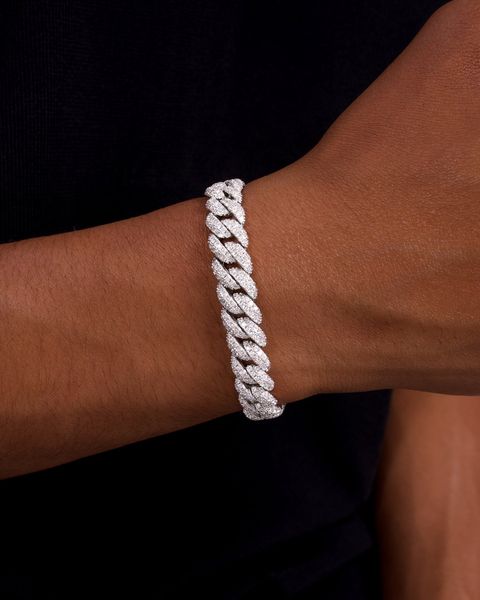 DIAMOND CUBAN BRACELET - 10MM WHITE GOLD