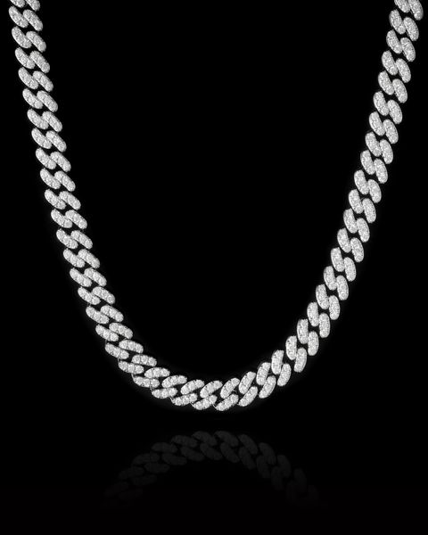 CUBAN LINK CHAIN - 9MM WHITE GOLD