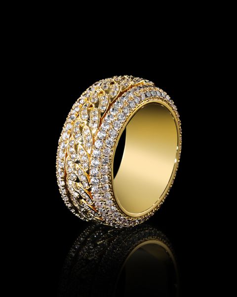 ROTATABLE ICED CUBAN RING - 18K GOLD