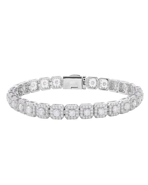 S925 MOISSANITE SQUARE CLUSTER BRACELET - WHITE GOLD