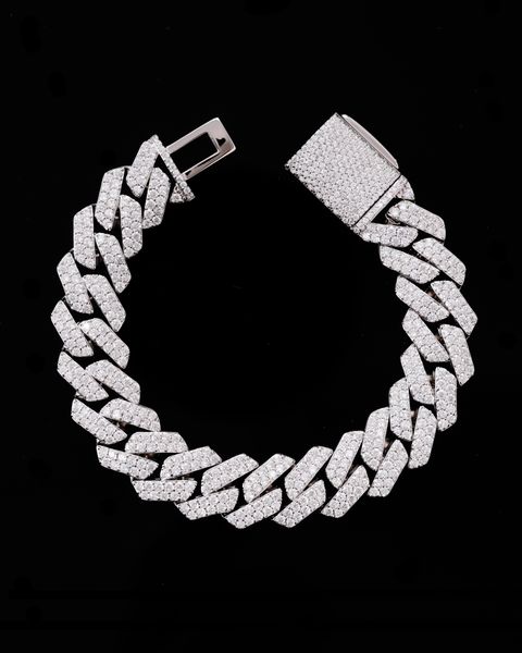 PRONG CUBAN LINK BRACELET - 13MM WHITE GOLD