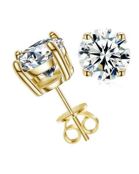 S925 MOISSANITE STUD EARRINGS - GOLD