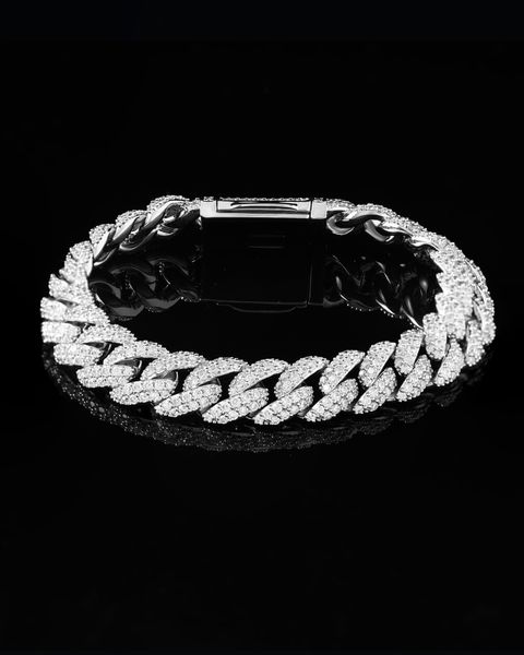 DIAMOND CUBAN BRACELET - 10MM WHITE GOLD