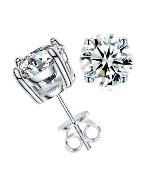 S925 MOISSANITE STUD EARRINGS - WHITE GOLD