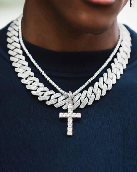 PRONG CUBAN LINK CHAIN - 20MM WHITE GOLD