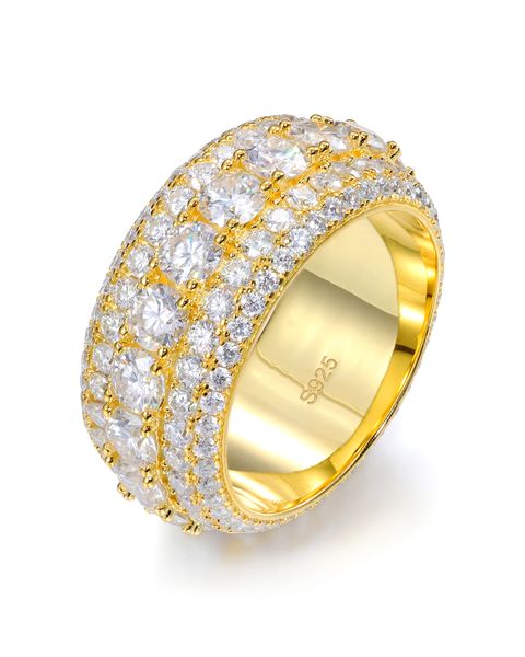 S925 MOISSANITE 5 LAYERS DIAMOND BAND RING - GOLD