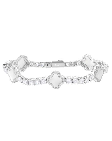 S925 MOISSANITE CLOVER BRACELET - WHITE GOLD