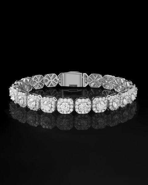 MICRO CLUSTERED TENNIS BRACELET - 9MM WHITE GOLD