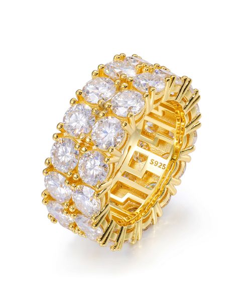 S925 2 ROW MOISSANITE ETERNITY RING - GOLD