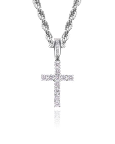 S925 MOISSANITE CROSS DRIP - WHITE GOLD (3.5mm)