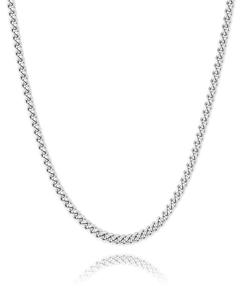 CLEAN CUBAN LINK CHAIN - 4MM WHITE GOLD