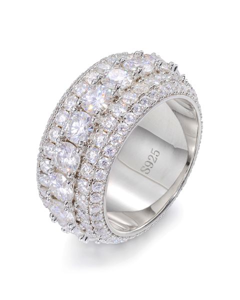 S925 MOISSANITE 5 LAYERS DIAMOND BAND RING - WHITE GOLD