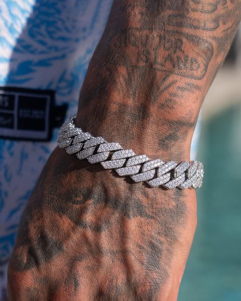 PRONG CUBAN LINK BRACELET - 13MM WHITE GOLD