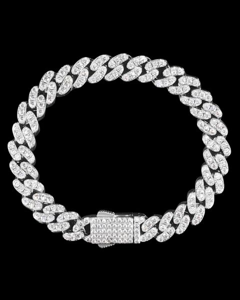 CUBAN LINK BRACELET - 9MM WHITE GOLD