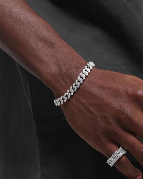 CUBAN LINK BRACELET - 9MM WHITE GOLD