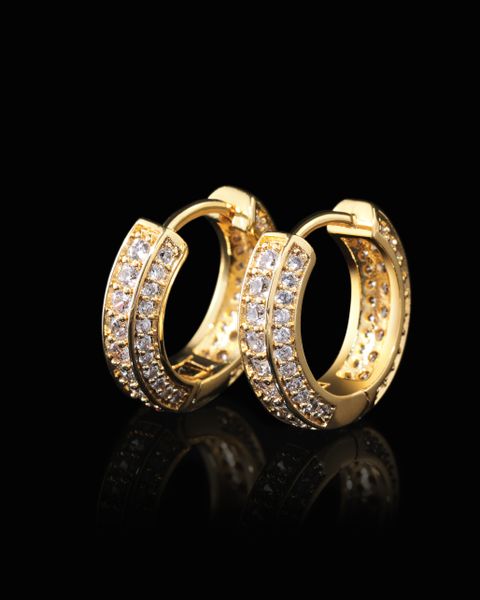 ICED OUT HOOP EARRINGS - GOLD