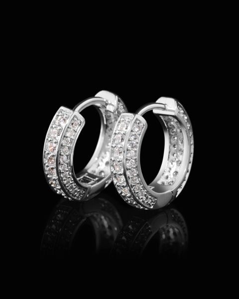 ICED OUT HOOP EARRINGS - WHITE GOLD