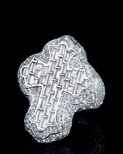 FLEUR CROSS RING - WHITE GOLD