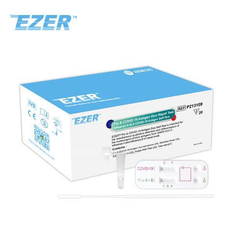 Dispositivo de teste rápido EZER™ Flu &amp; COVID-19 Antigen Duo
