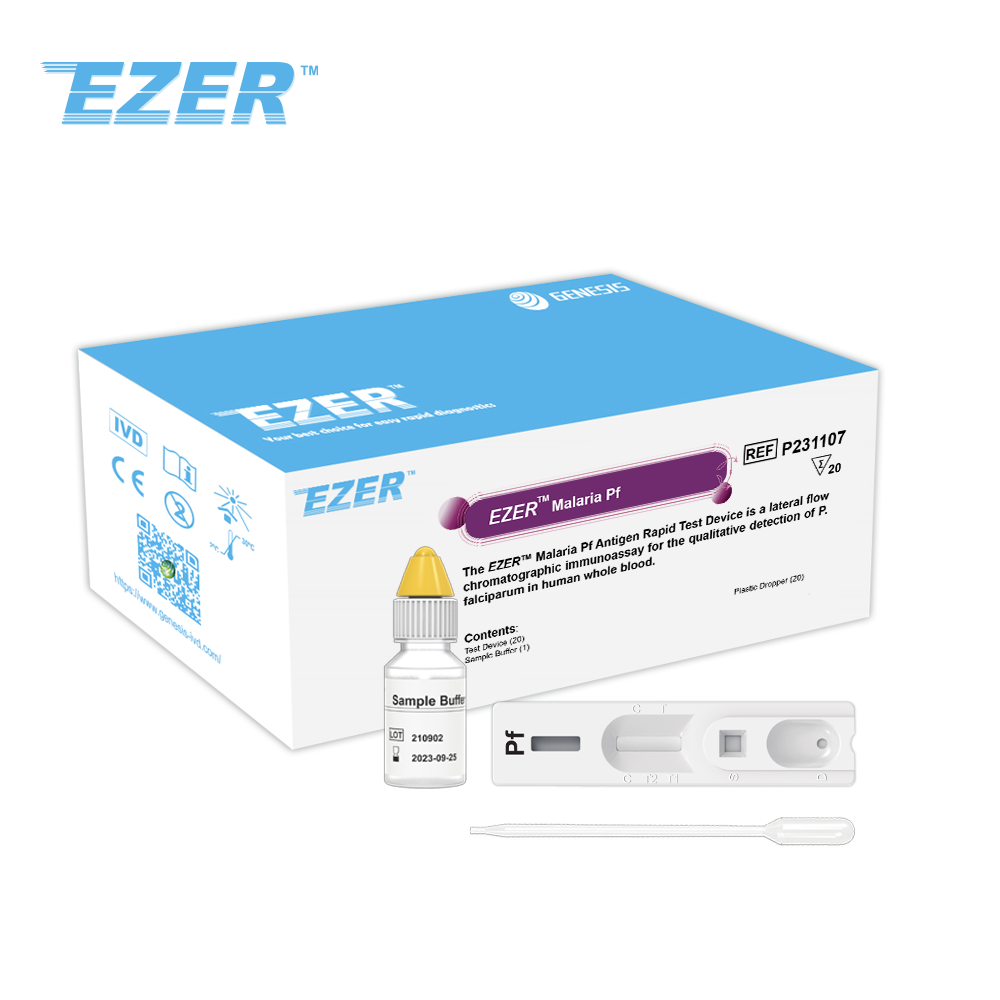 Dispositif de test rapide d’antigène Pf du paludisme EZER™
