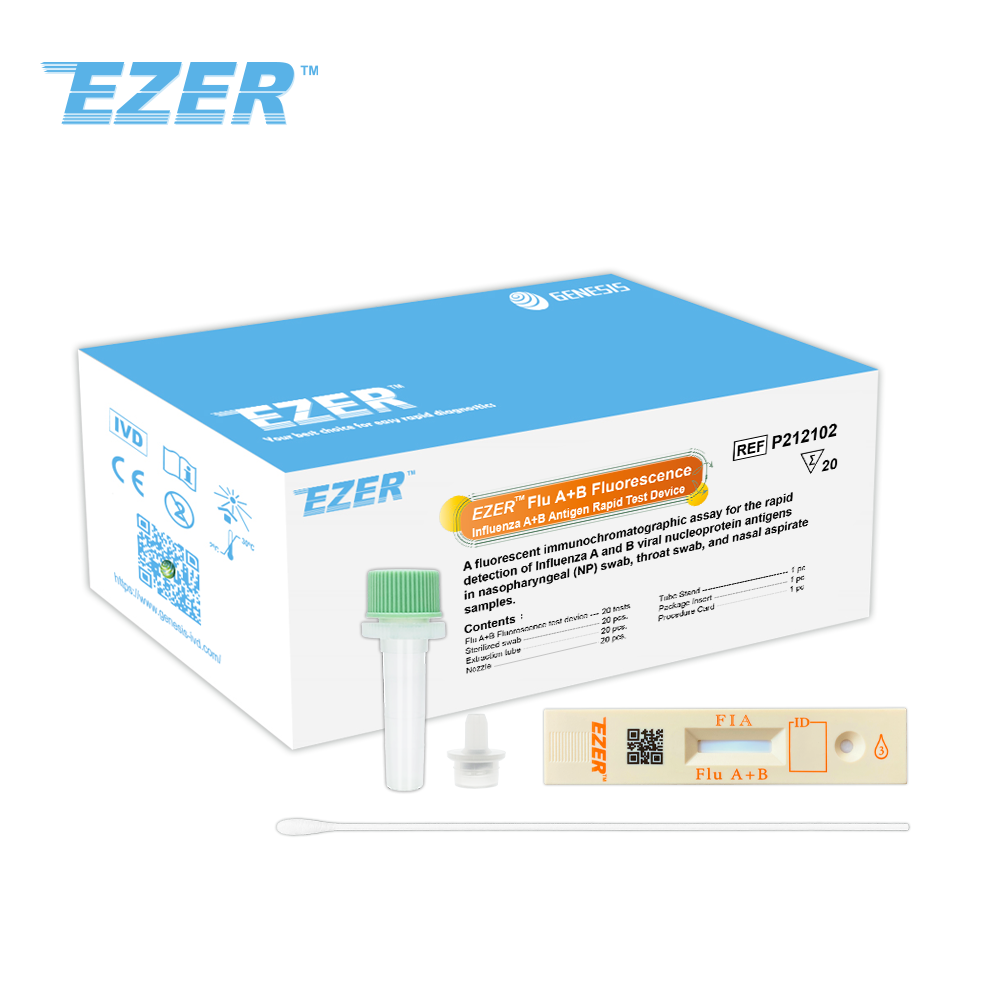 Dispositif de test rapide d’antigène A+B de la grippe par fluorescence EZER™ Flu A+B