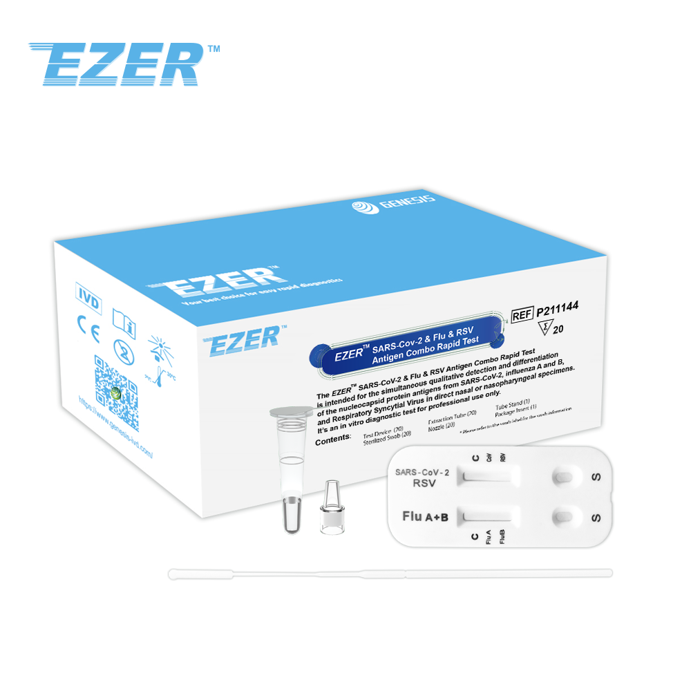 Dispositivo per test rapido combinato EZER™ SARS-CoV-2, influenza e antigene RSV