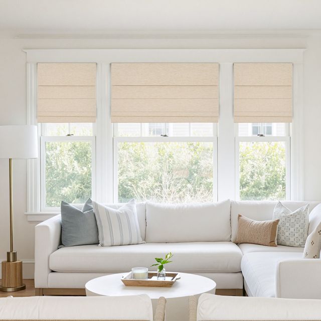 Natural Woven Linen Roman Shades
