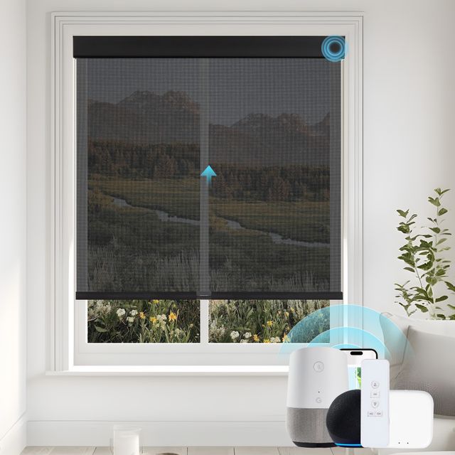 Motorized Solar Shades with 1%/3%/5% Openness