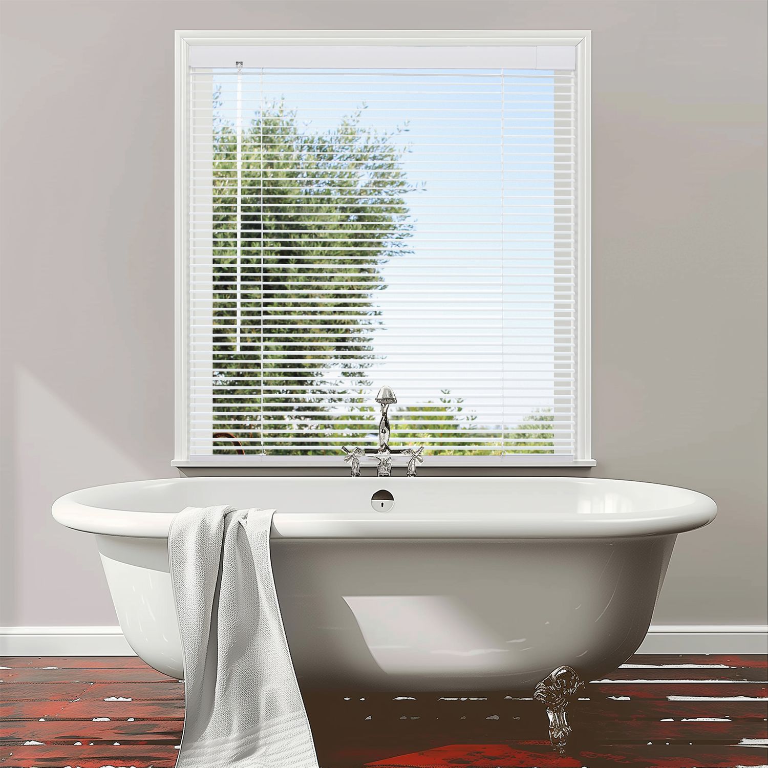 Persilux No Drill No Tools Mini Blinds in bathroom