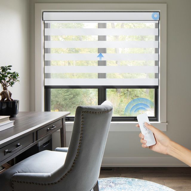 A-OK Motorized Dual Layers Zebra Shades