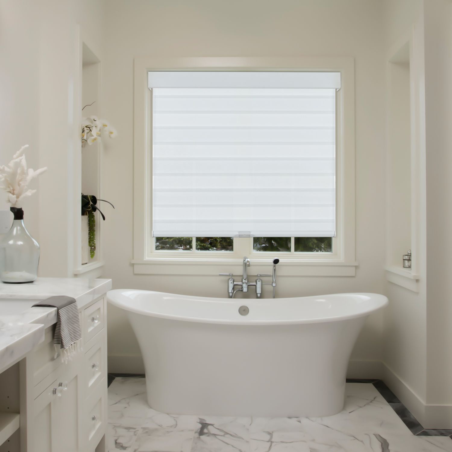 Persilux White Dual-Layer Zebra Blackout Window Shades