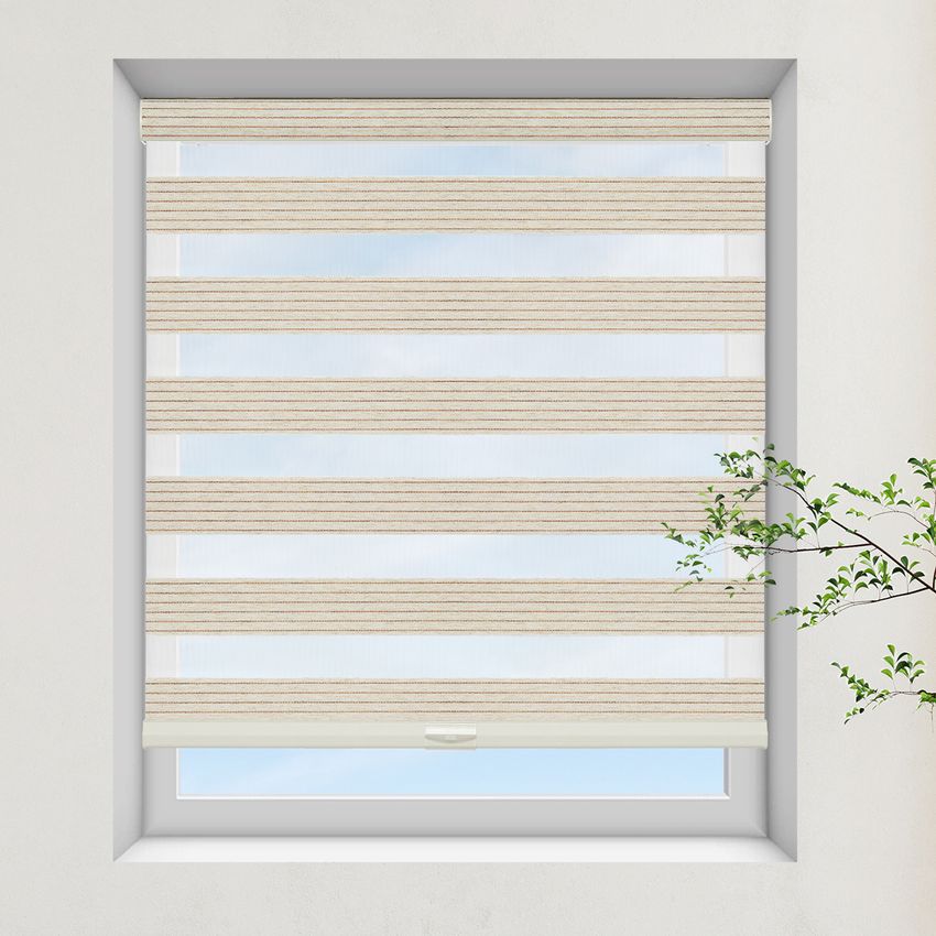 Custom Natural Woven Zebra Blinds - Cordless Day Night Shades