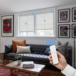 Remote Control No Drill Motorized Roller Shades in Living Room