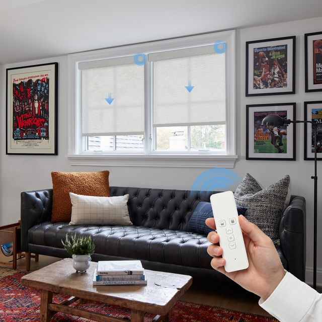 No Drill Motorized Linen Roller Shades