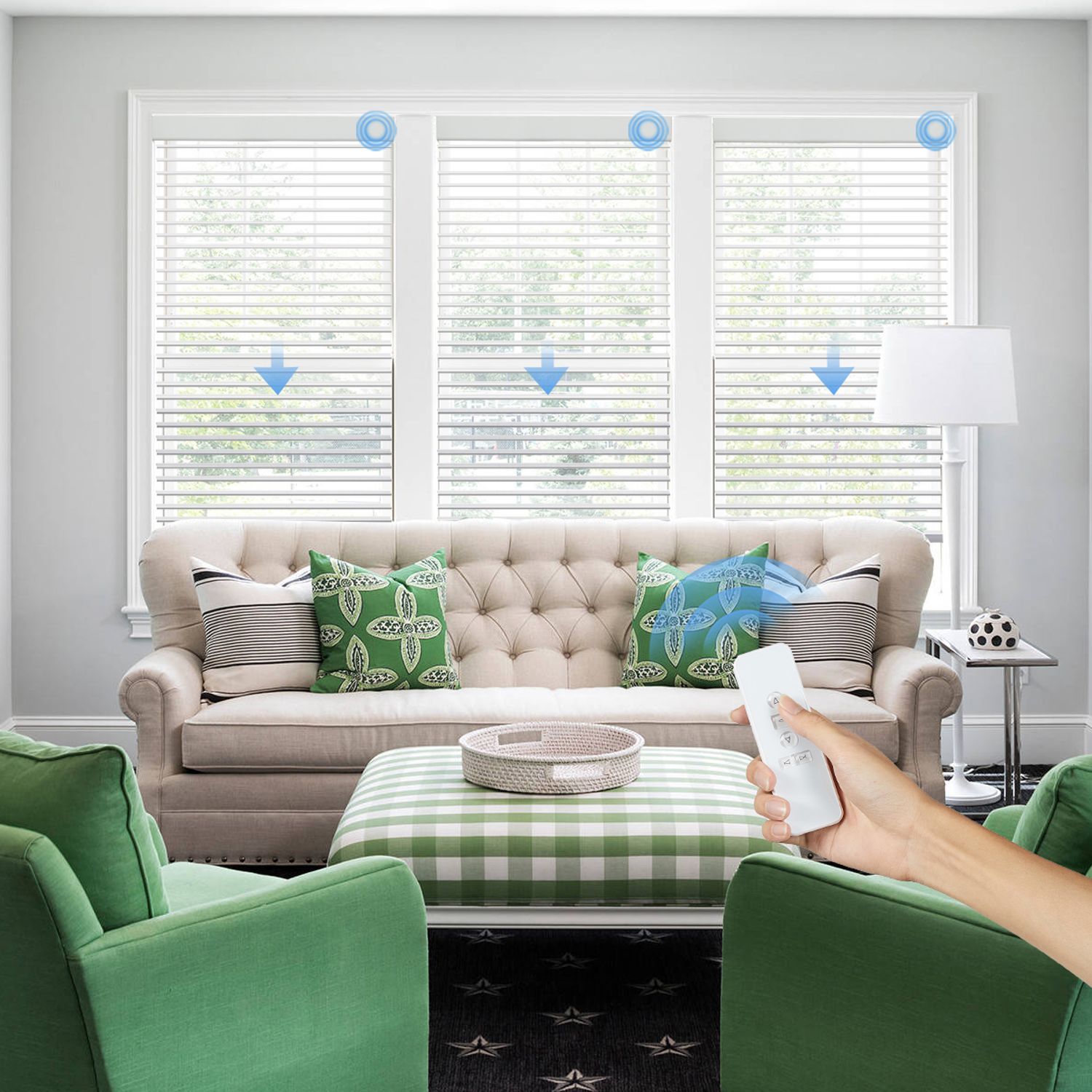 Persilux Custom Motorized Slub Shangri-La Sheer Shades with Remote Control