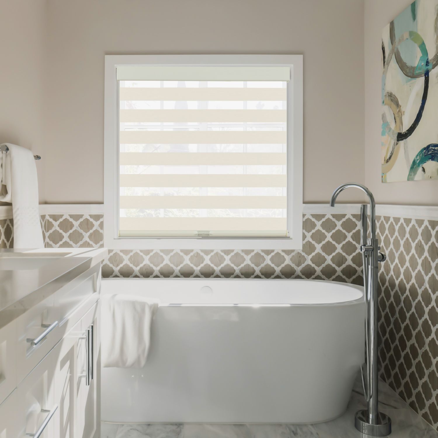 Persilux Beige Dual-Layer Zebra Blackout Shades