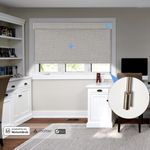 Persilux motorized blackout roller shades in home office by Persilux with Eve Motionblinds