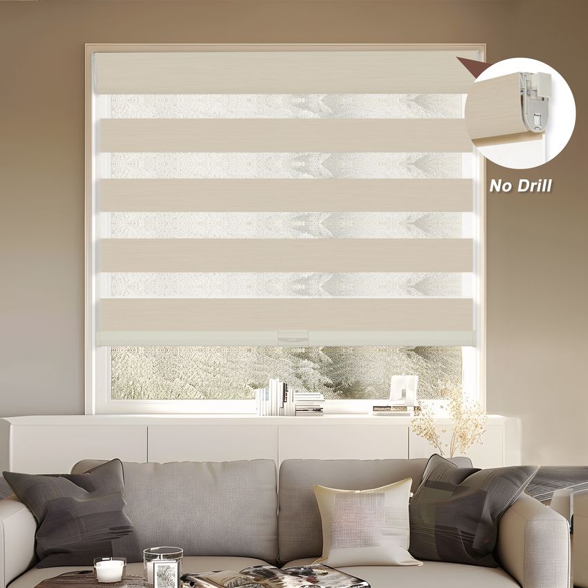 Custom No Drill Zebra Blinds | Cordless Dual Layer Shades | Persilux