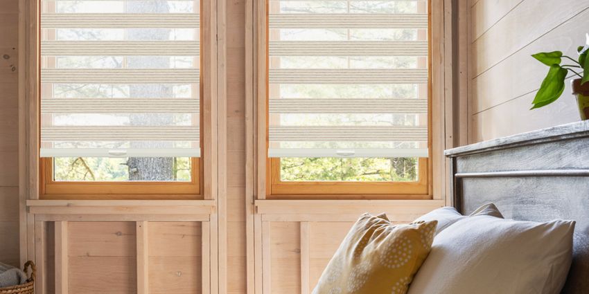 Custom Natural Woven Zebra Blinds - Cordless Day Night Shades