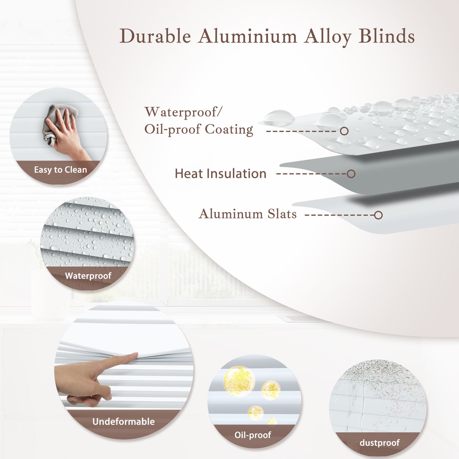 Persilux No Drill Mini Blinds with durable aluminium alloy material
