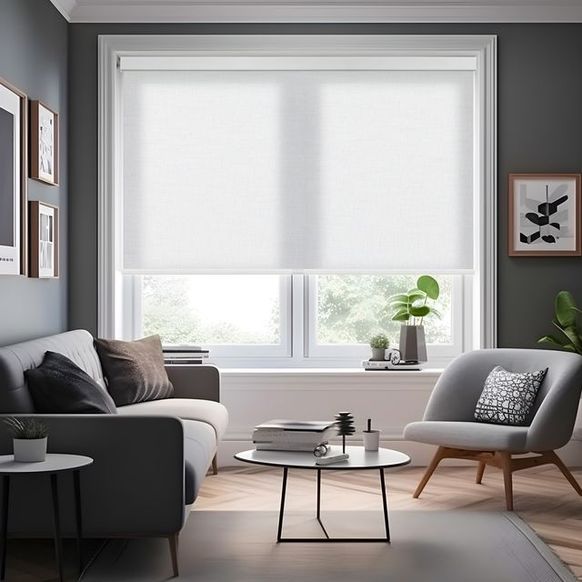 Cordless Light Filtering Roller Shades With Jacquard Pattern