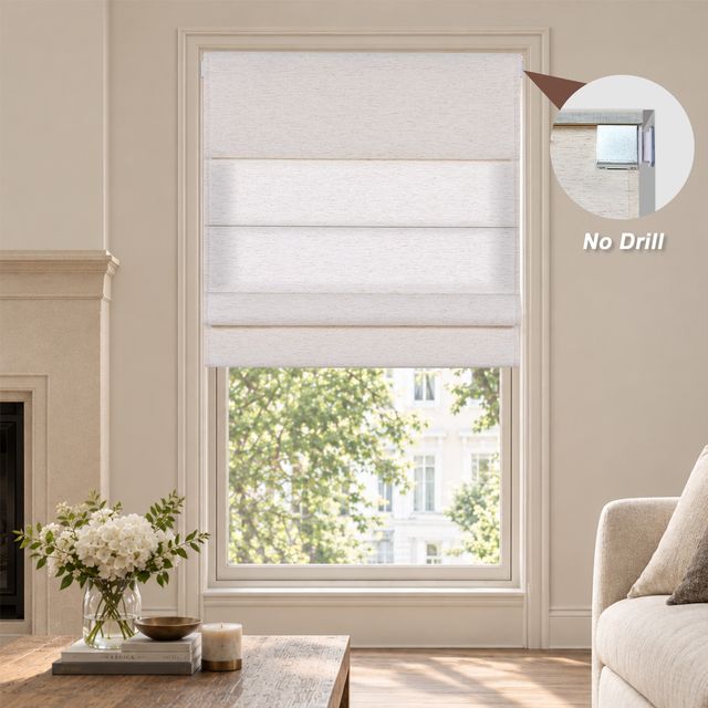 No Drill Linen Fabric Roman Shades