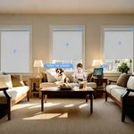 Motorized Blackout Flat Fabric Roller Shades for living room